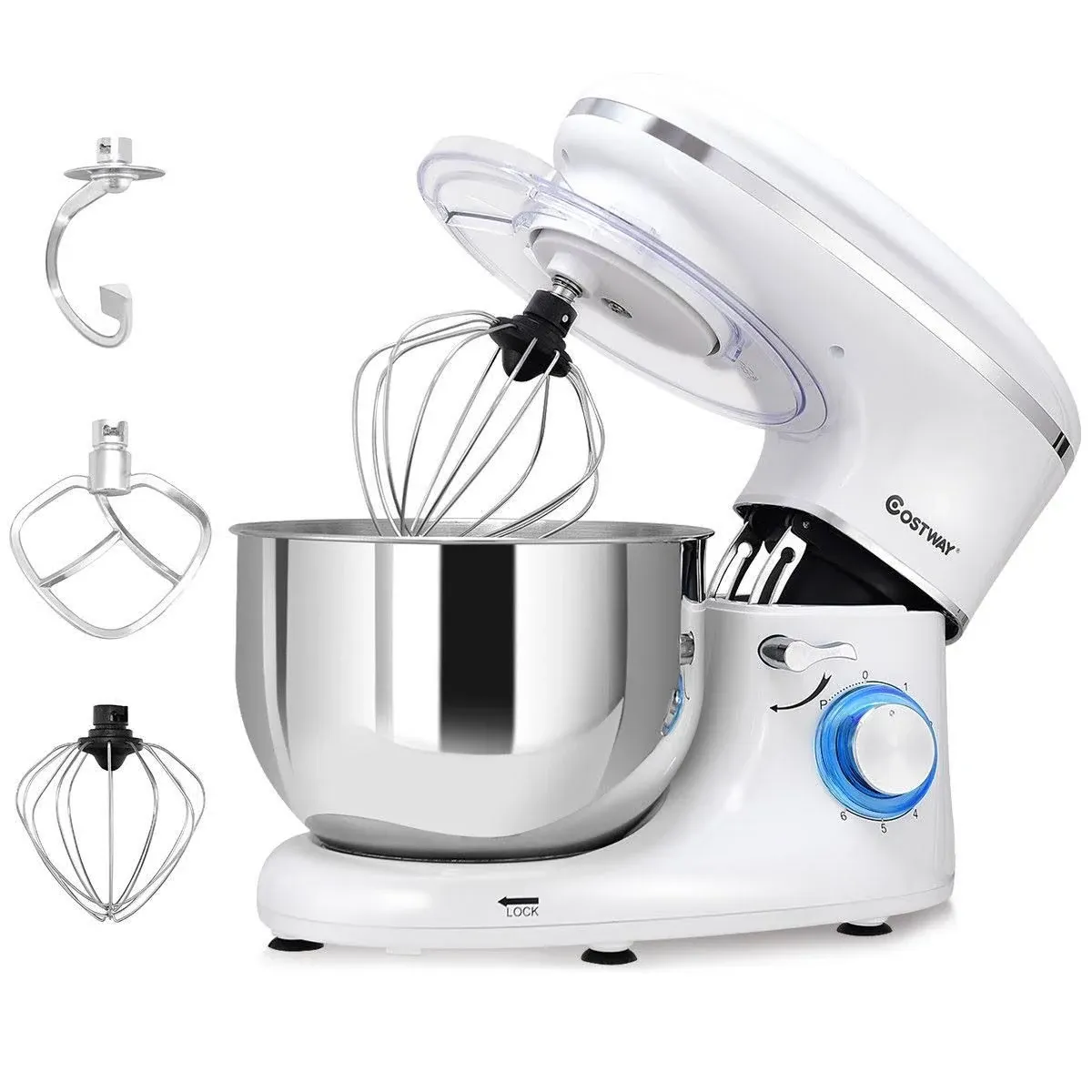 Costway 6.3 Quart Tilt-Head Food Stand Mixer 6 Speed 660W