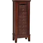 Giantex Jewelry Cabinet Armoire with 9 Drawers, 2 Side Doors, 8 Necklace Hooks, Top Divided Storage Compartments, Makeup Mirror, Large Standing