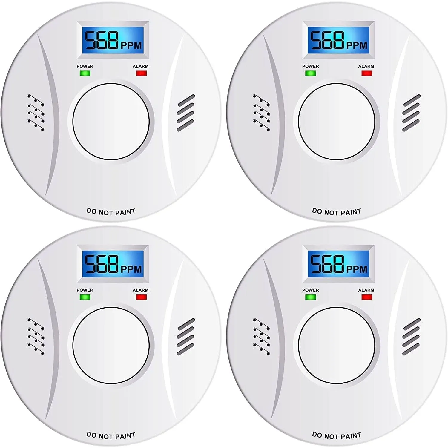 Linsoal Smoke Detector and Carbon Monoxide Detector Co2 Detector Battery Powered with Test/Reset Button 4 Pack