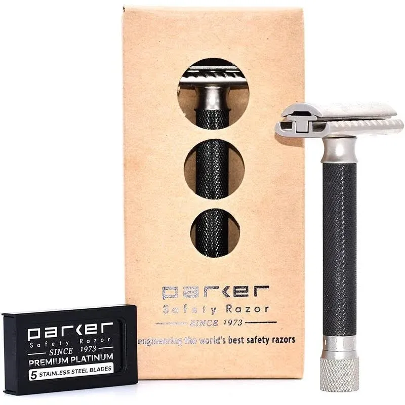 Parker Variant Adjustable Double Edge Safety Razor and 5 Parker Premium Blades