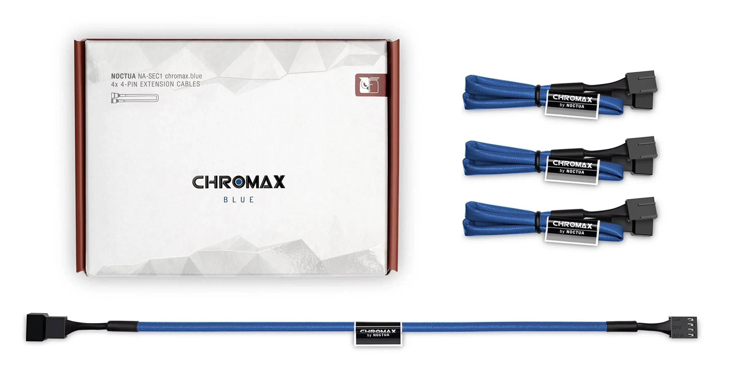 NEW Noctua NA-SEC1 chromax.blue 30cm 3x Extension Cable 4-pin PWM fan Extension