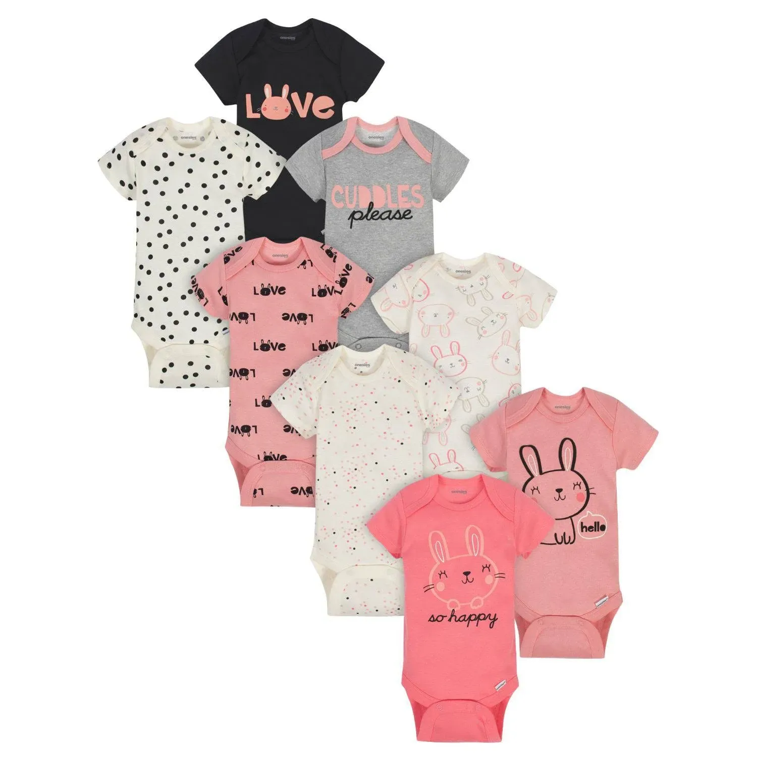 Onesies Brand Baby Girl Short Sleeve Bodysuits, 8-Pack, Sizes Newborn-12 Months