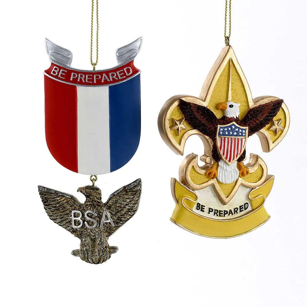 Boy Scouts Eagle Badge and Fleur De Lis Ornaments, 2 Asst.