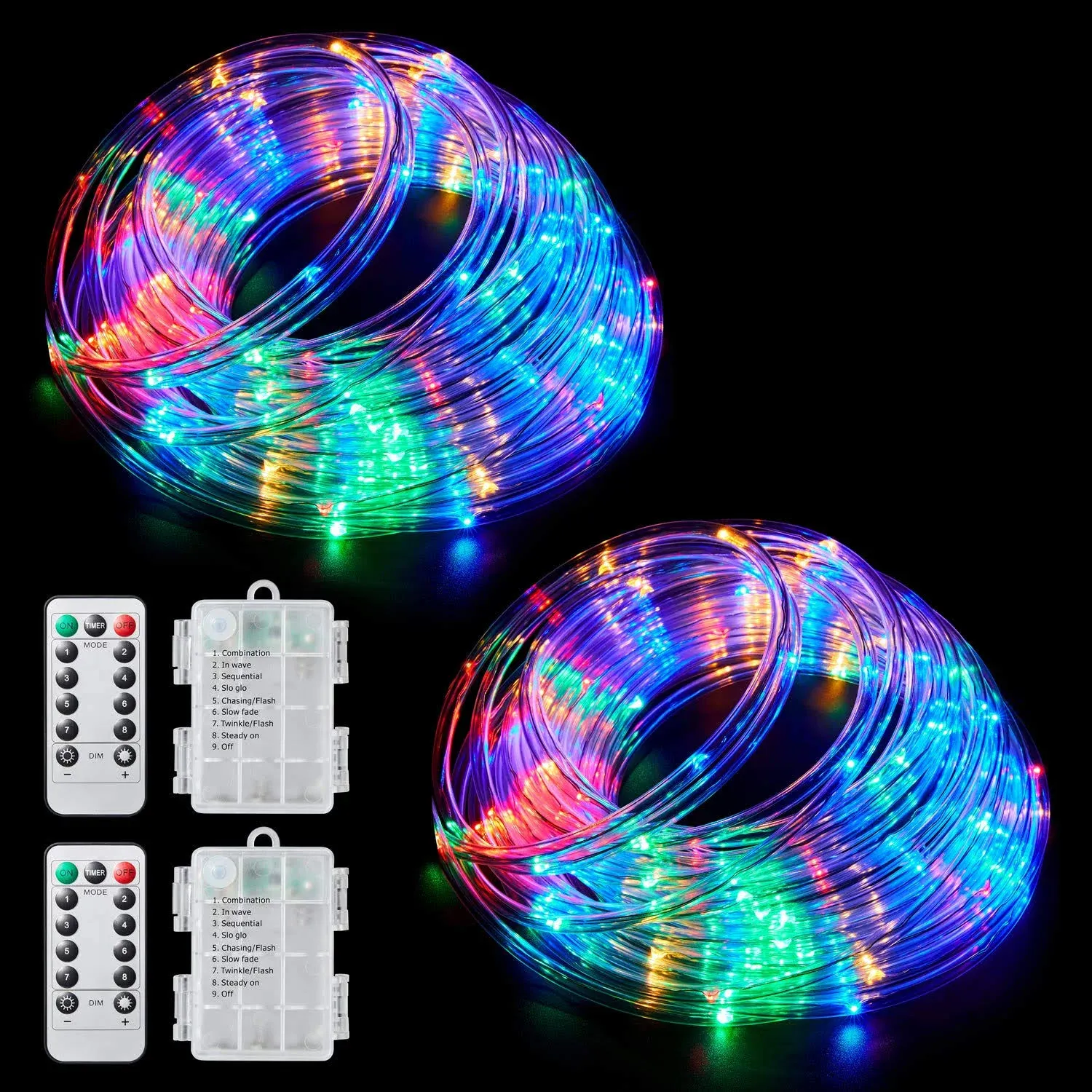 Ollivage Color Changing Rope Lights String Lights for Bedroom, Battery Powered ...