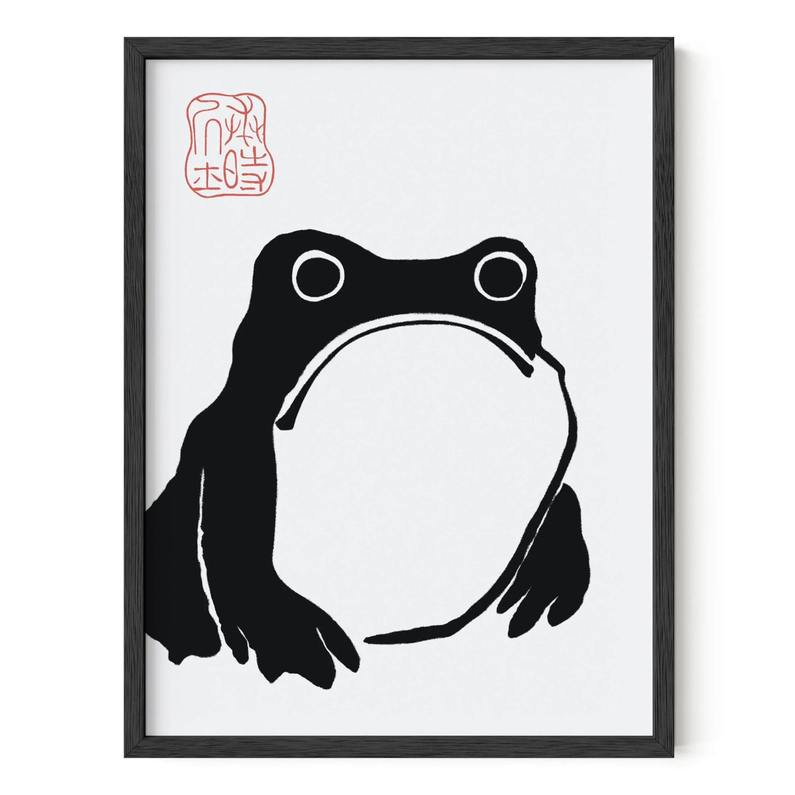 Japandi Style Frog Poster - Vintage Motsumoto Frog Poster of Japanese Toad, Wabi