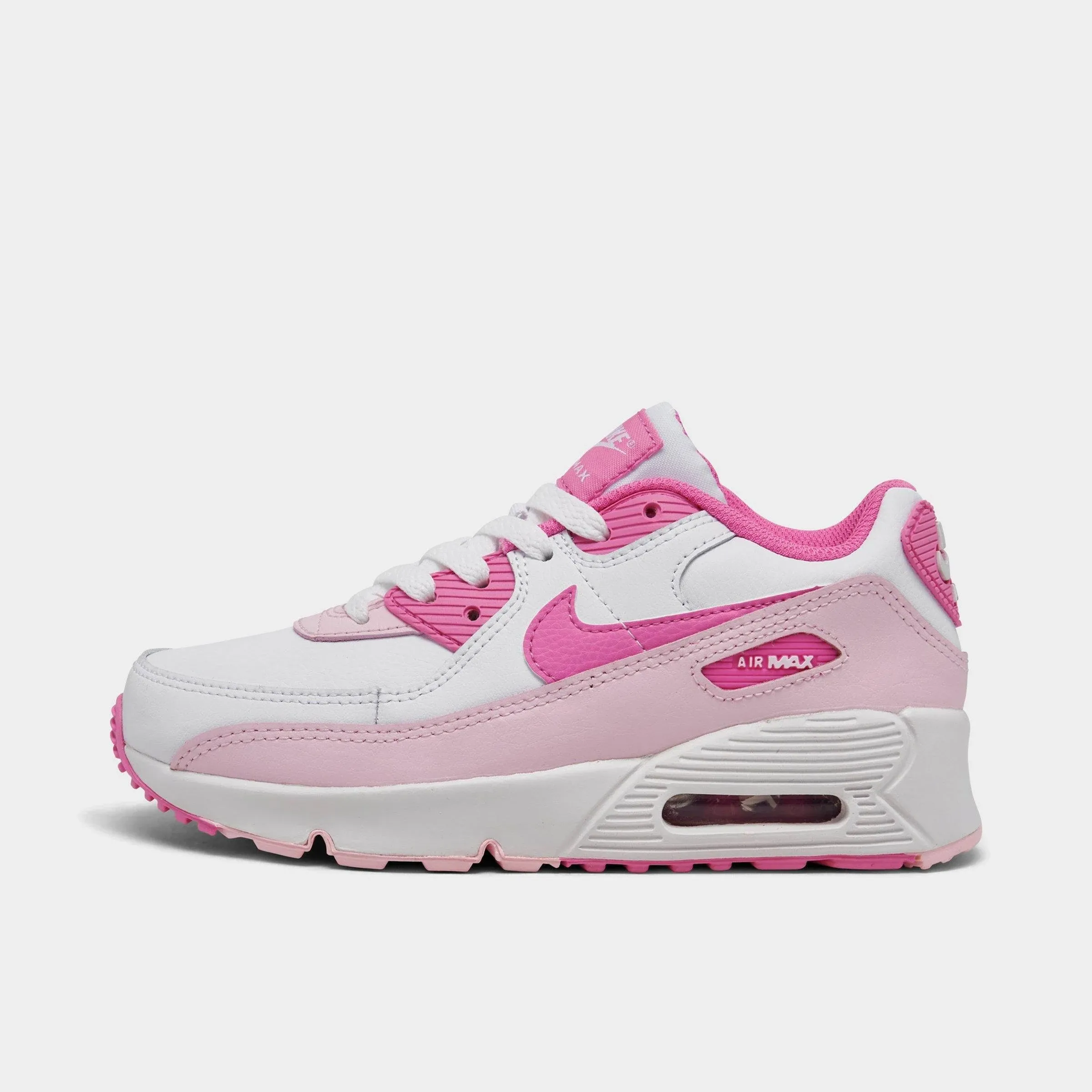 Girls' Nike Air Max 90 Shoes Little 2 White/Playful Pink-Pink Foam