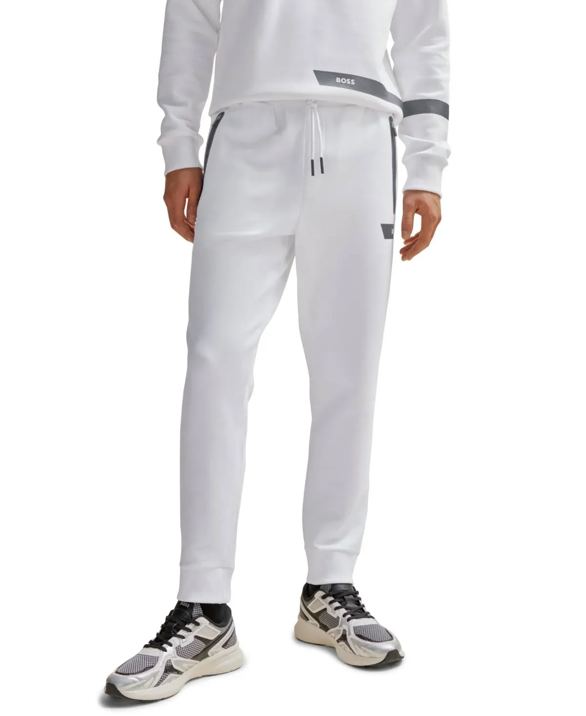 BOSS Men's Sporty Tape Design Regular Fit Cotton Sweatpants