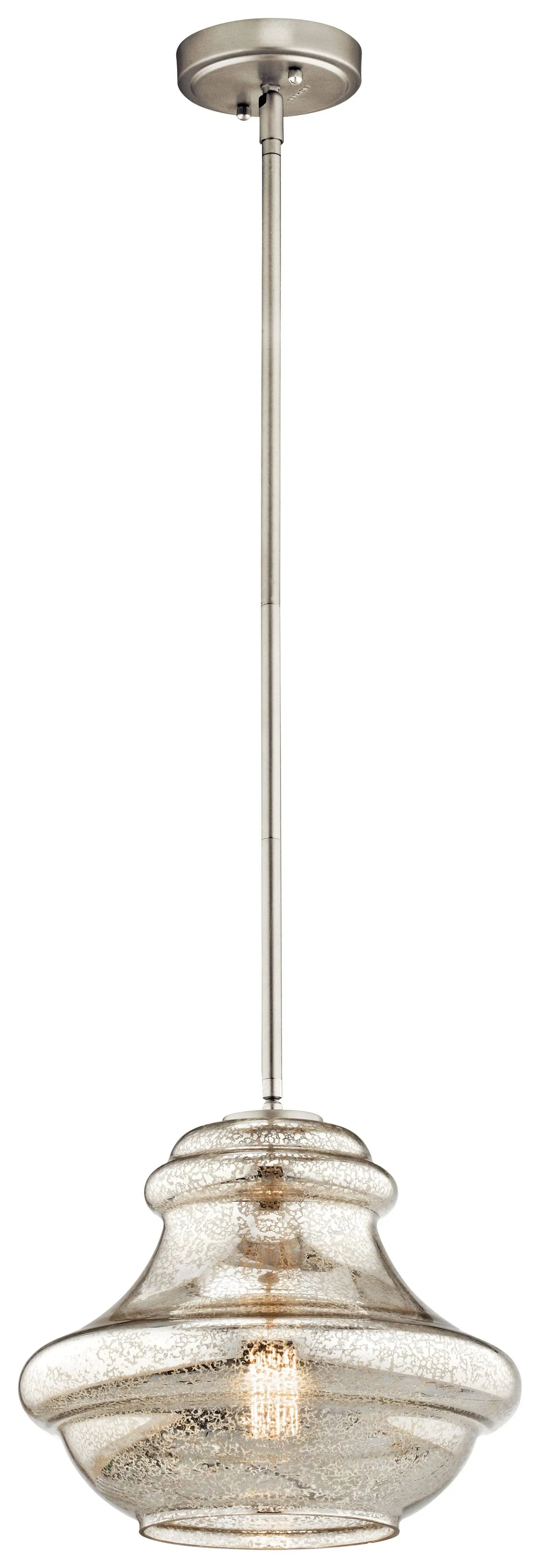 Kichler 42044MER Everly 1 Light 12"W Pendant - Brushed Nickel