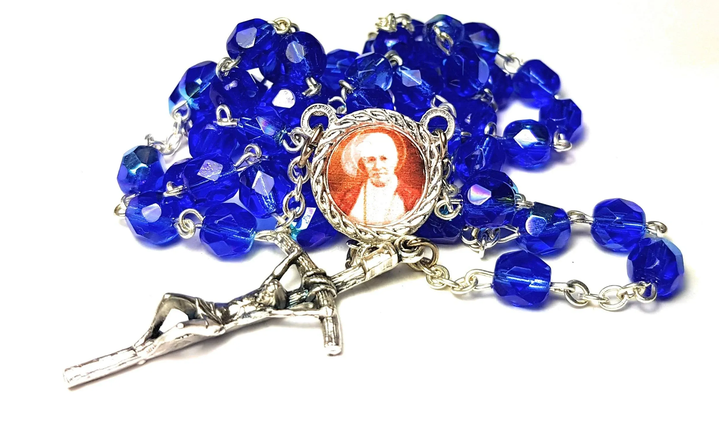 Relic Crystal Glass Rosary 3rd class of Pope Saint Pius X Giuseppe Melchiorre...