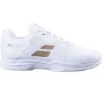 Babolat Men's SFX3 All Court Wimbledon Tennis Shoes, White/Gold (US Men's Size 13)