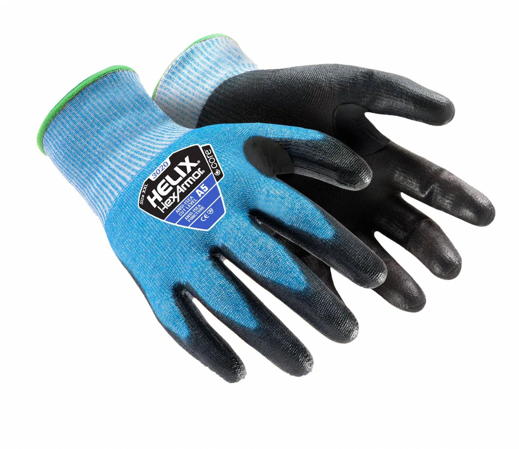 HEXARMOR Safety Gloves: L ( 9 ), ANSI Cut Level A5, Palm, Polyurethane, Tacky/Textured, 1 PR