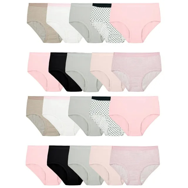 Fruit of the Loom Girls' Tag Free Cotton Brief Underwear Multipacks