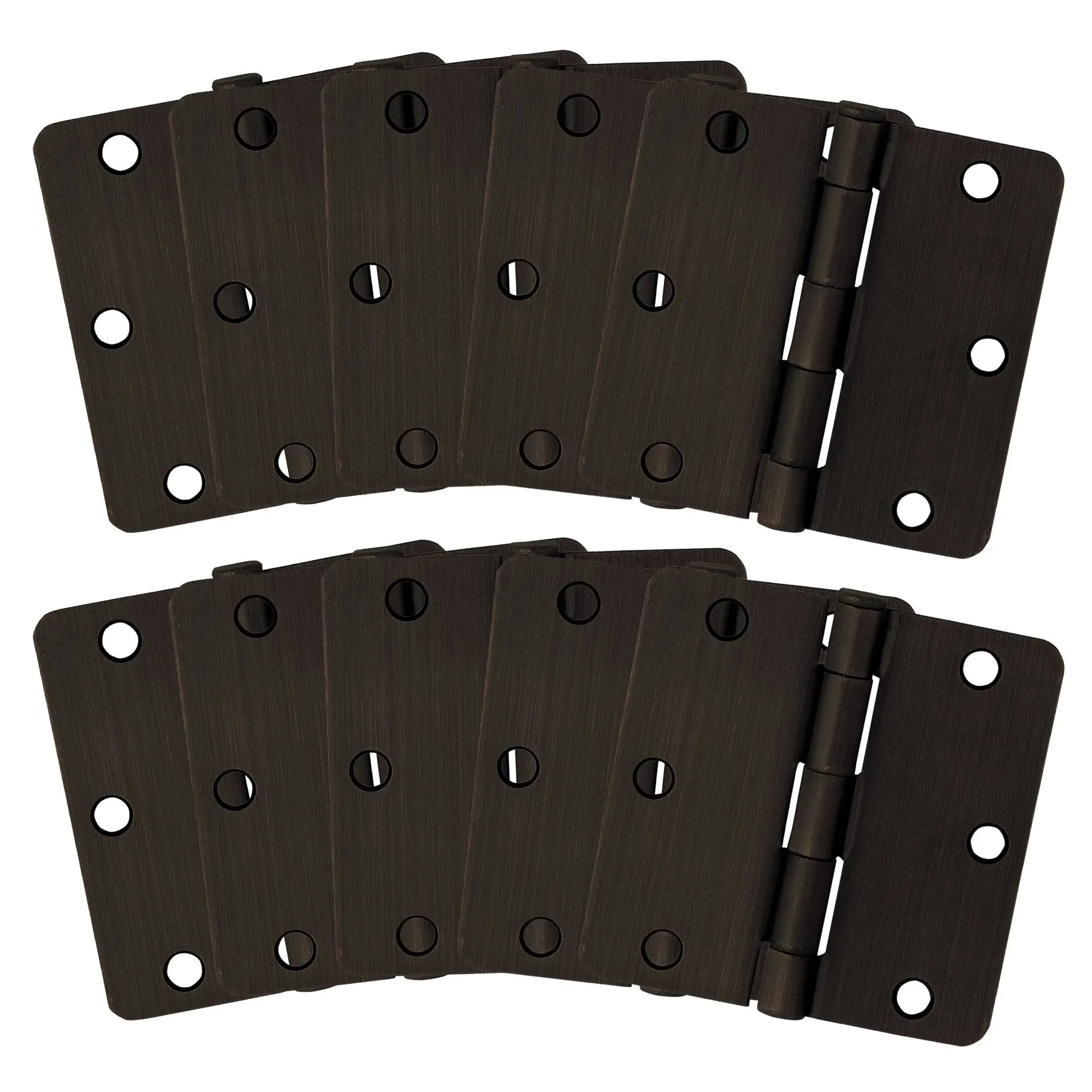 3-1/2 In. X 1/4 In. Radius Oil Rubbed Bronze Door Hinge Value Pack (10 Per Pack)