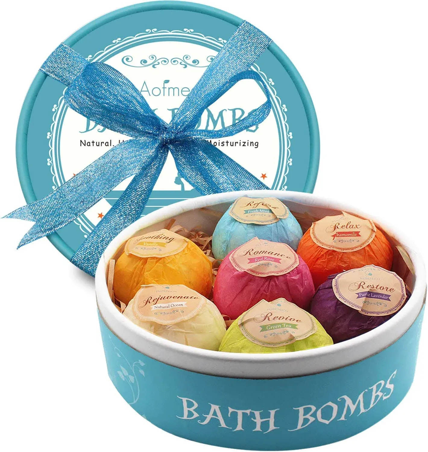 Aofmee Bath Bombs, Lush Fizzies Spa Kit Perfect for Moisturizing Skin, Birthday