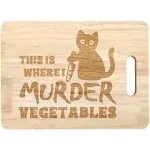 Funny Black Cat Cutting Board This Is Where I Murder Vegetable Wooden Food Serving Tray Dethawing Engraved Cooking Kitchen Wedding Gift Kitten Lovers Dietitian Women Valentines Home Decor