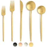 20 Pcs Gold Silverware Set, Stainless Steel Flatware Set Service for 4, Matte...