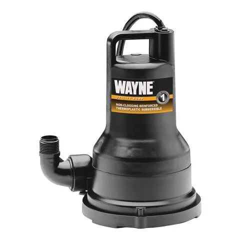 Wayne 1/2 HP 2600 gph Thermoplastic Switchless Switch Bottom AC Submersible Utility Pump