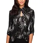 Alex Evenings Women's Sequin Twinset (M, Black/Silver)