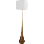 67225 65&#034; Floor Lamp, 2-Tone Faux Wood Base, White Fabric Shade, Socket Rotary S