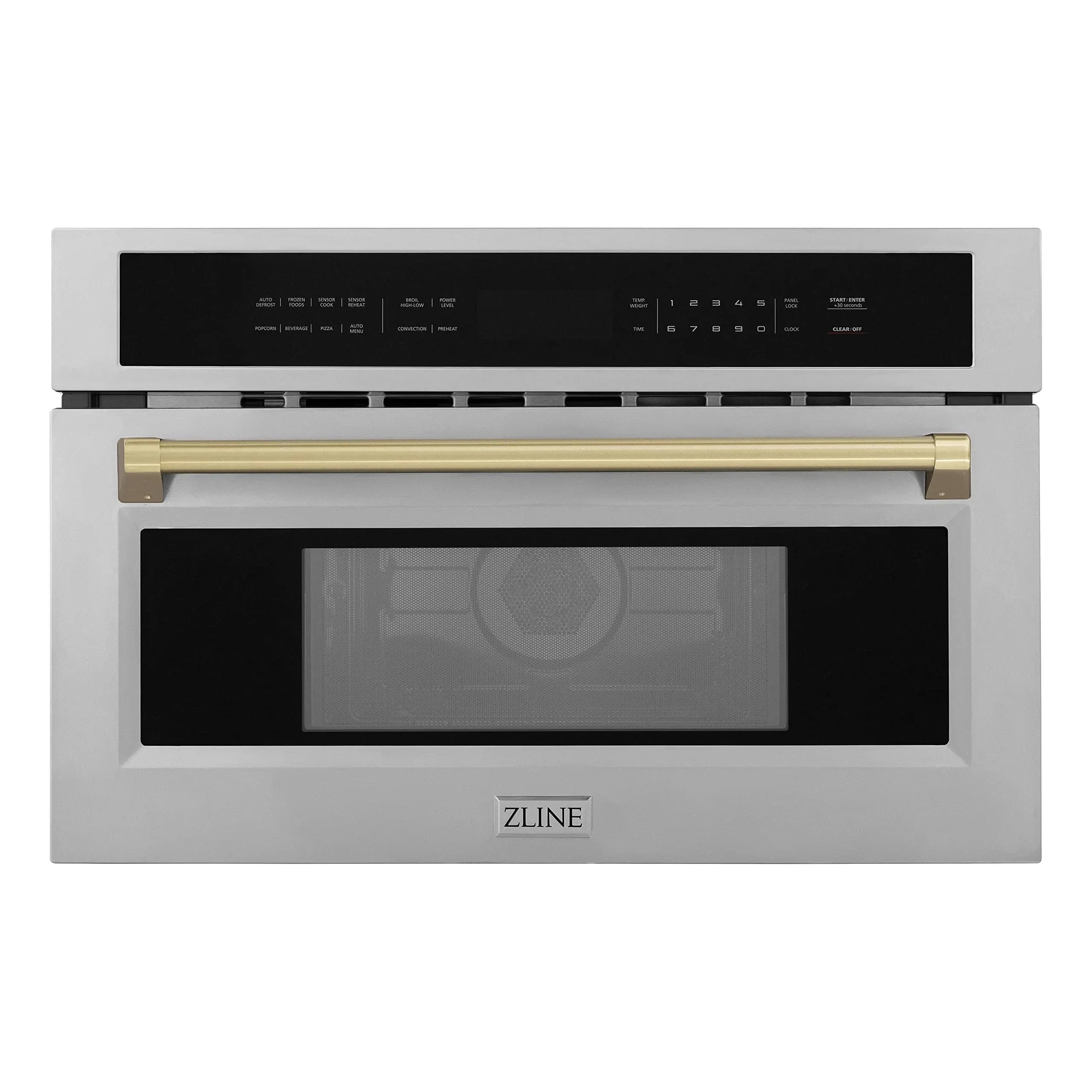 ZLINE - Autograph Edition 30" 1.6 Cu ft. Built-in Convection Microwave Oven in Stainless Steel and Champagne Bronze Accents