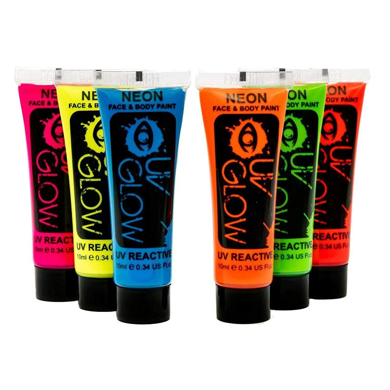 Midnight Glo UV Neon Face &amp; Body Paint Glow - Blacklight Reactive Fluorescent...