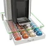 DecoBrothers Crystal Tempered Glass Vertuo Pod Holder Drawer, 28 Large or 56 Small Nespresso Capsule Organizer, White