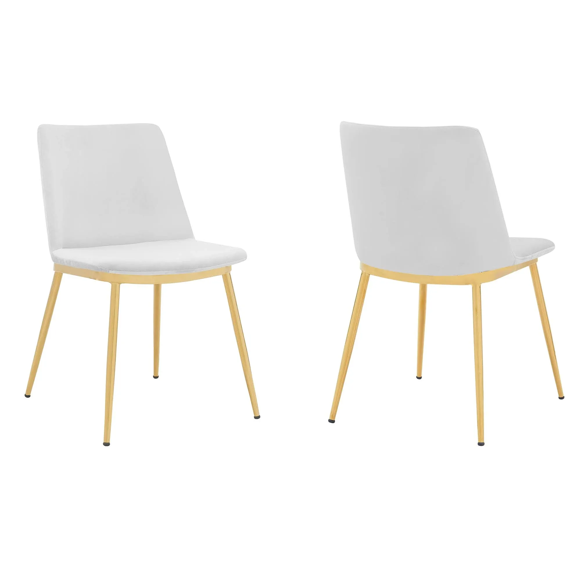 Messina White Velvet Modern Dining Chair Set of 2