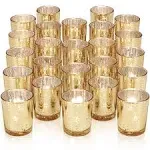 DARJEN Votive Tea Lights Candles Holders for Wedding Centerpieces & Party Decorations ,Table - Mercury Glass , 24pcs, Gold