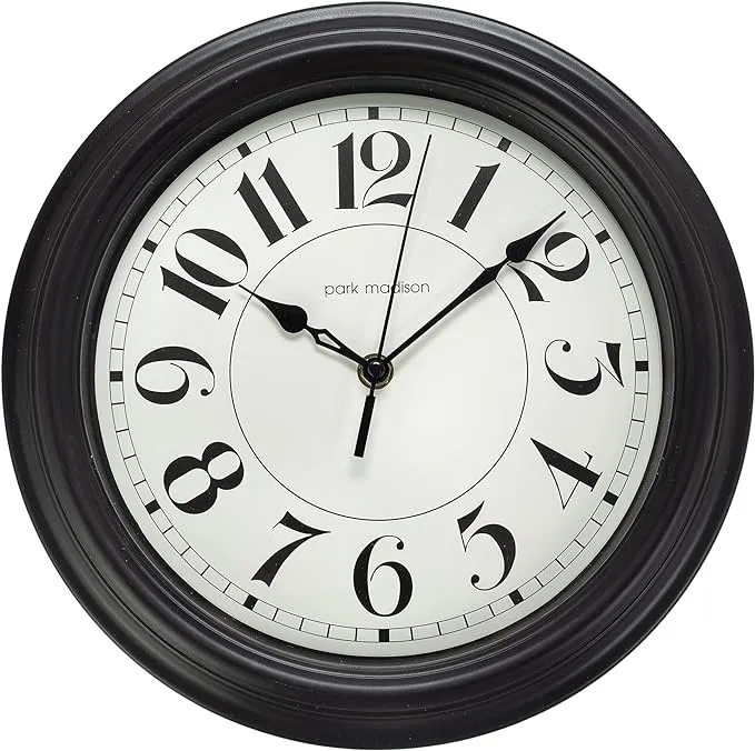 Park Madison Classic Black Wall Clock Quiet 11 inch Quality Quartz Battery Opera