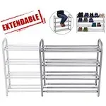 GEMITTO Shoe Rack Organizer for Closet Entryway, 4 Tiers Adjustable Heavy Duty Metal Shoe Storage Shelf, Large Enough for 20+ Pa