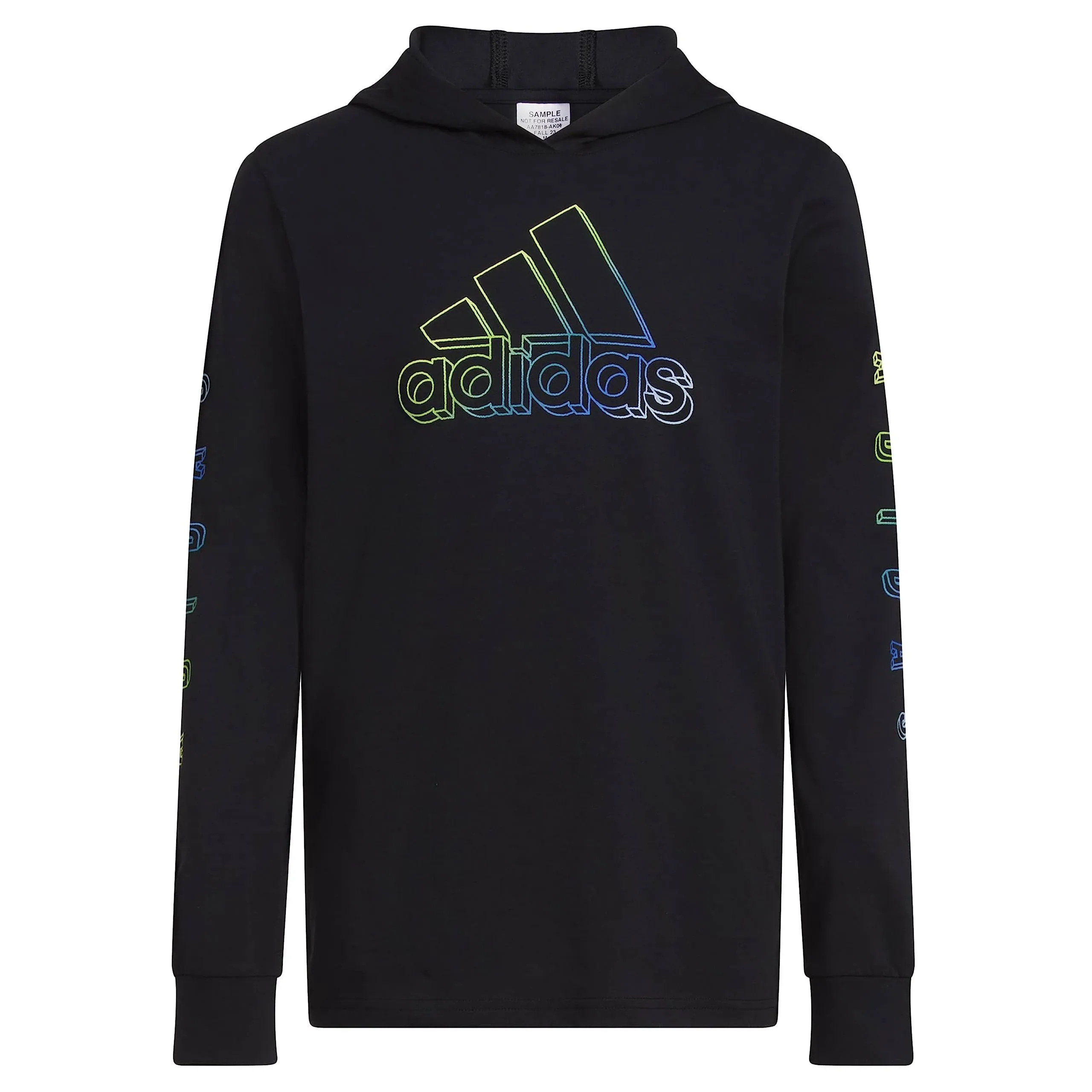 adidas Boy's Pro Lineage Hood Tee (Big Kids) Black Multi SM (8 Big Kids)