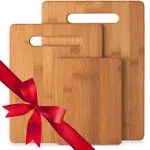 Bamboo Cutting Board 3 Piece Set, Wood Chopping Boards Serve Meat,Veggies,C<wbr/>heese