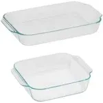 Pyrex 2Piece Basics Value Pack1-Basics 8"/2 dish1-Basics 3 Quart Oblong Bake Dish