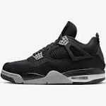 Jordan Mens Air 4 DH7138 006 Black Canvas - Size 10.5, Black/Light Steel Grey-white-f