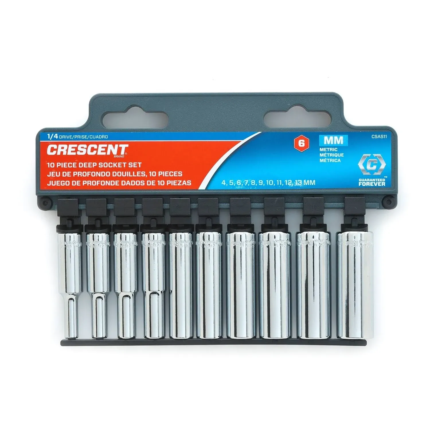 Crescent 10 Piece 1/4" Drive 6 Point Deep Metric Socket Set - CSAS11N