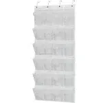 Simple Houseware 24 Pockets Large Clear Pockets Over The Door Hanging Shoe Organizer, White (56" x 22.5")