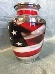 Olivia Memorials American Flag Patriotic and Veteran Cremation Urns for Human Ashes Adult male | Funeral Decorative Urn for Men Carefully Handcrafted