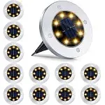 8 LED Solar Ground Lights Outdoor Solar Disk Lights Waterproof In-Ground Lights