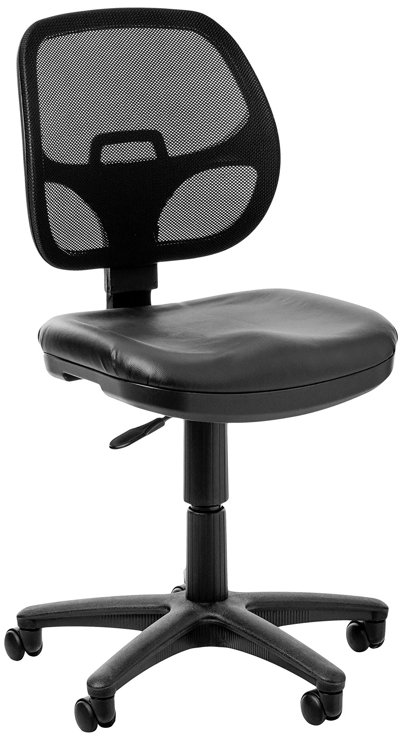 Office Star EM Series Mesh Screen Back Office Task Chair with Built-in Lumbar Support and Adjustable Back, Black Vinyl