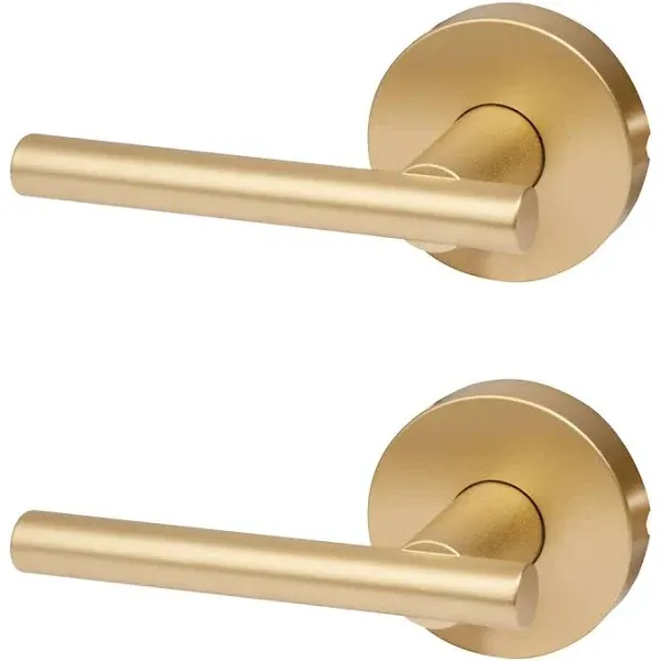 Designers Impressions Kain Design Satin Brass Dummy Non Turning Euro Door Lever ...