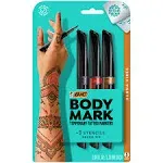 BodyMark by BIC, Temporary Tattoo Marker, Henna Vibes, Skin Safe, Brush Tip, Assorted Colours, 3-Count