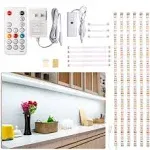 WOBANE Under Cabinet LED Lighting kit, 6 PCS LED Strip Lights with Remote Control Dimmer and Adapter, Dimmable for Kitchen Cabinet,Counter,Shelf,TV Back,Showcase 2700K Warm White,Bright 1500lm,Timing