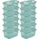 Sterilite Ultra 2 Bushel Plastic Stackable Laundry Basket, Aqua (12 Pack)