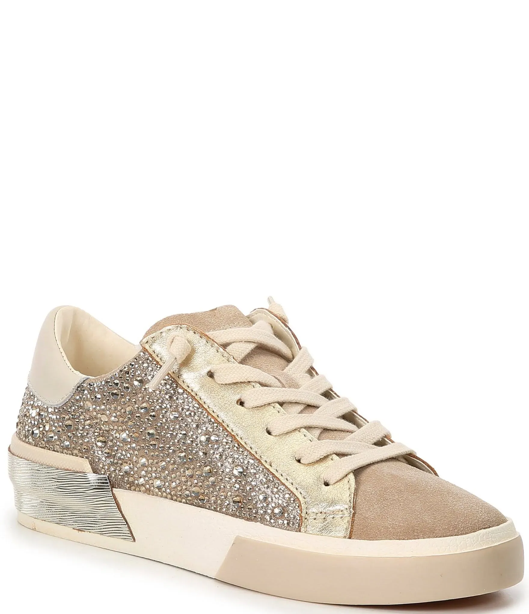 Dolce Vita Zina Crystal Sneakers Gold Suede 7