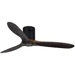 Neatfi (New Model) Nordic Simple Flush Mount Ceiling Fan with 3 Solid Wood Blades, 6-Speed Remote, Quiet DC Motor (Brown, 52 Inches)