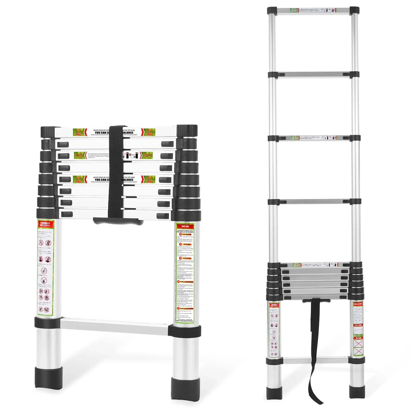 Telescopic Ladder, 8.5FT RIKADE Aluminum Telescoping Ladder with Non-Slip Feet, Portable Extension Ladder for Household and Outdoor Working,330lb Capacity