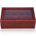 Tea Box - Luxury Wooden Tea Bag Organizer from The Apace Premier Collection - 8 Compartment Tea Storage Chest Container - Elegantly Handmade w/Scratch Resistant Window